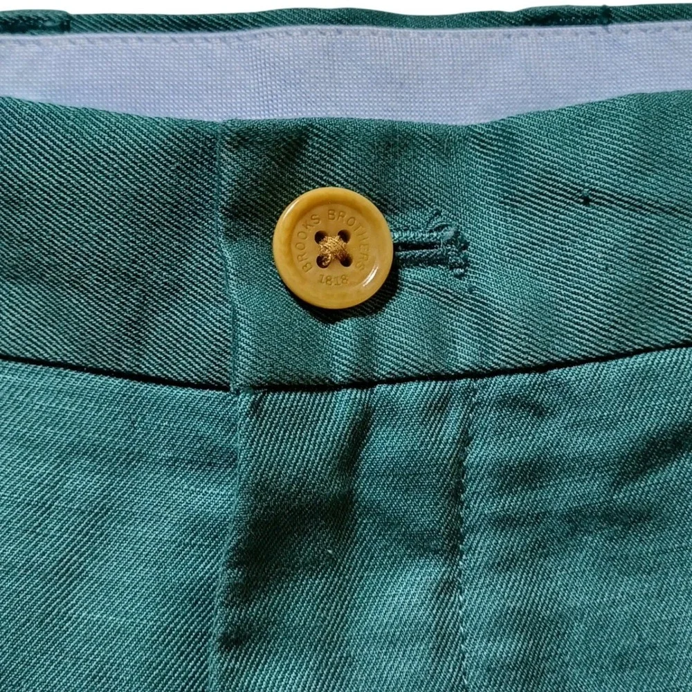 Brooks Brothers Baird McNutt Clark Linen Pants Mens 33x30 Green Preppy Coastal